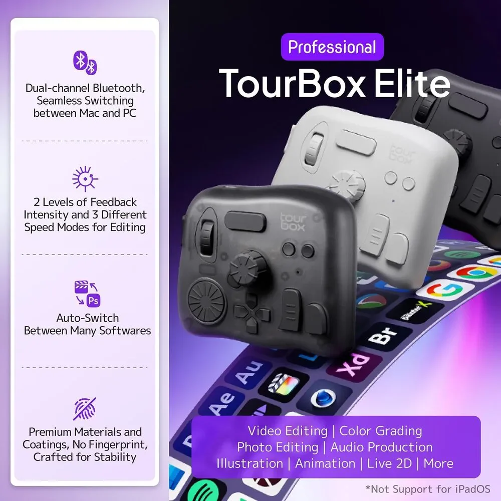 TourBox Elite Bluetooth Creative Controller  White - Used in Box